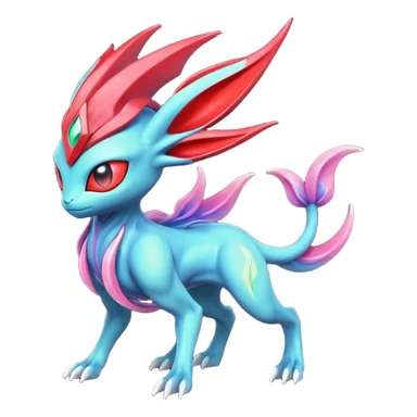 Futuristic volcanic elemental badass cool tough evil Suicune-Bayleaf-Celebi-Pokémon-Fakémon-hybrid-creature sticker