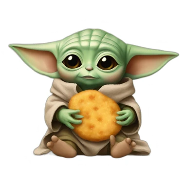 Baby yoda with a chicken nugget sticker