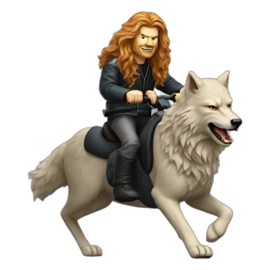 Dave Mustaine ridding wolf sticker
