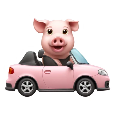 Pig driving a car sticker