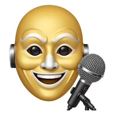 smiling mask with a microphone sticker