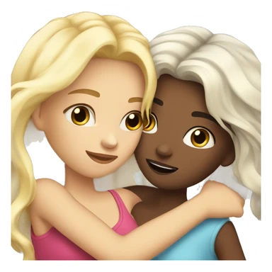 One girl withe black wavy hair hugging another girl with blonde hair sticker