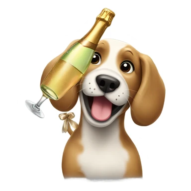 dog with champagn sticker