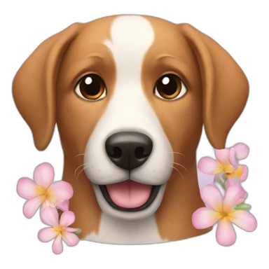 dog with flowers sticker