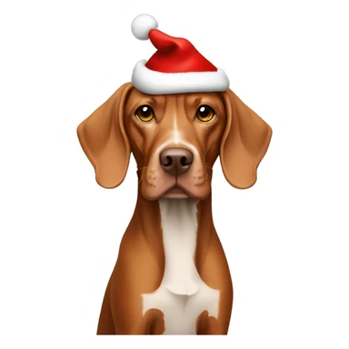 Vizsla with Xmas hat and package  sticker