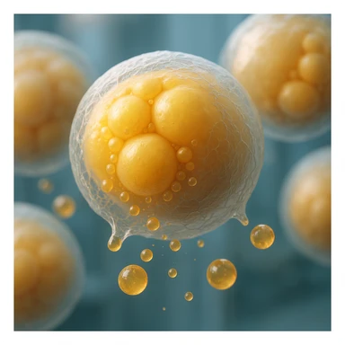 adipocytes in fat release phase, hyper realistic 4K style, membrane details, clinical atmosphere sticker