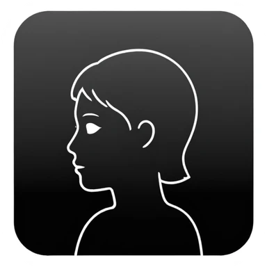 Minimalistic flat vector icon, iOS style, thin black outline on white background. Person silhouette. Black, completely monochrome, matte.  sticker