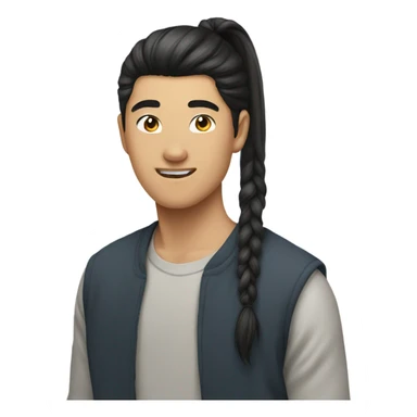 Teenage asian man with long haired ponytail  sticker