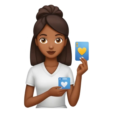 black female standing hold a card in one hand sticker