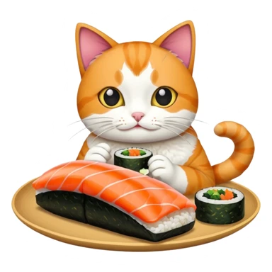 cat eating sushi sticker