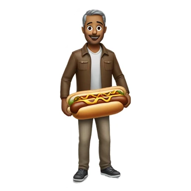 man with a hotdog sticker