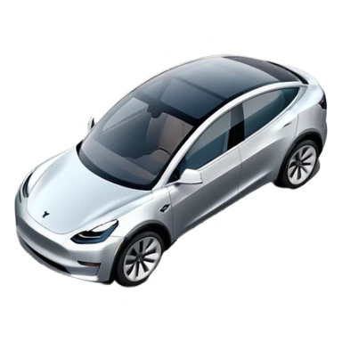 A Tesla Model Y parallel parking in front of a store, from above sticker