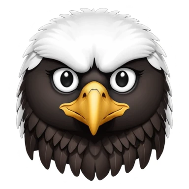 simple eagle emoji DOT eyes, only pupils, solid black , no iris, no Sclera sticker