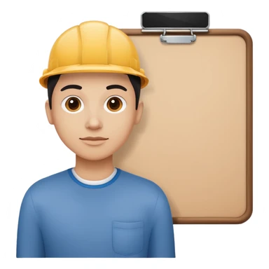 Minimalistic flat vector icon, iOS style, thin black contour on white background. Person silhouette with a project board (kanban/task board) behind. No text, no shadows.
 sticker