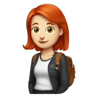 red head student wearing small cross body purse sticker