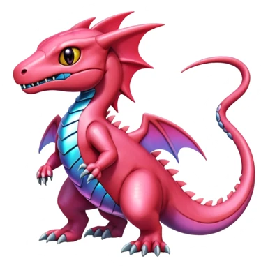 Cute Shiny pink iridescent Guilmon-Salandit-Fakémon-hybrid-creature (full body)  sticker