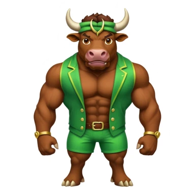 Green bull with clothes sticker