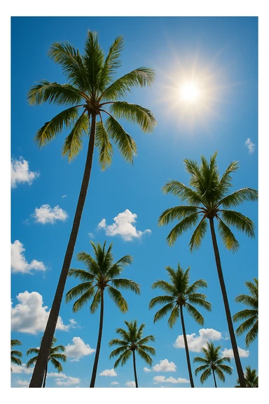 sunny sky photo with palm trees sticker