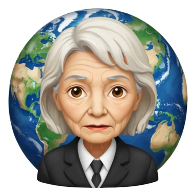 Planet earth emoji ceo old women face  sticker