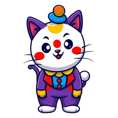 Black cat wearing clown makeup sticker