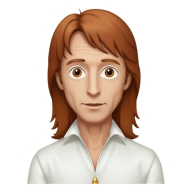 Robin Gibb brown eyes, long auburn hair, white outfit sticker