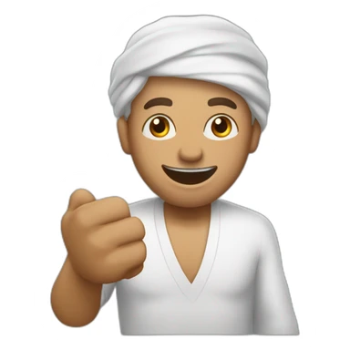 a morrocain man who pointed in front of him with a protein in his hand without laughing sticker