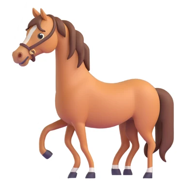 horse standing, isometric view, emoji style, wink sticker
