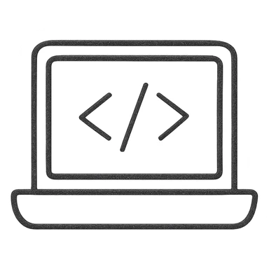 Add hand drawn line art style code elements on the screen and desktop, keeping hand drawn line art style with a minimalist background, maintaining transparent background. sticker