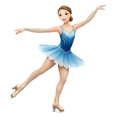 An icon showing a graceful figure skater mid-spin on a sparkling ice rink, wearing an elegant costume. The background features festive arena lights, snowflakes, and cheering spectators. Transparent background captures the beauty, artistry, and elegance of figure skating. sticker
