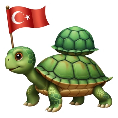 A cute lovely turtle which Turkish flag is its shell sticker