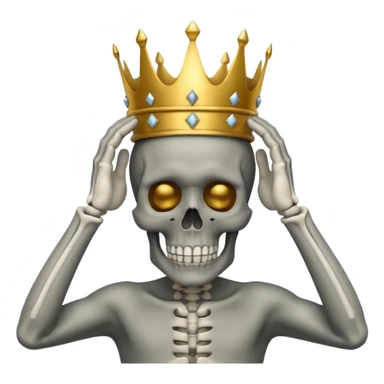 Skull with hands on head and a crown sticker