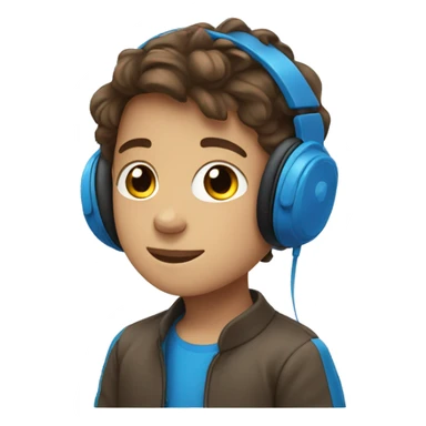 Kid with brown hair wearing blue headphones sticker