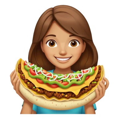 Brown hair girl eating a huge taco sticker