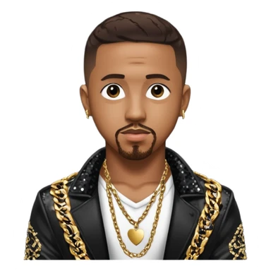 Marques Houston with dark brown hair, black sequin jacket, shirtless with necklace sticker