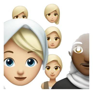 Blond men with blue eyes and woman with hijab and black eyes sticker