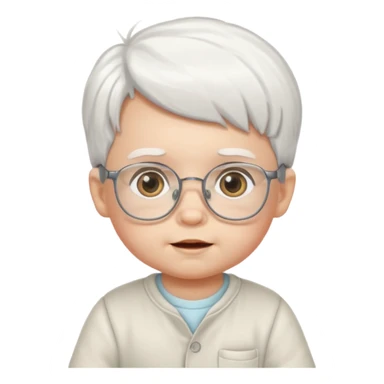 white haired little baby with glassess sticker