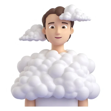 person made entirely of volumetric clouds, shoulder up sticker