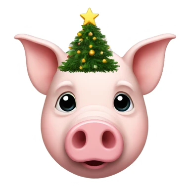 pig wearing a christmas tree  sticker