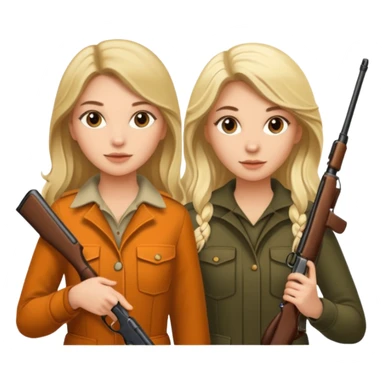 Long haired Brunette and blonde female hunting friends sticker
