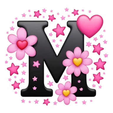 The letters KK in black font with a pink heart stars and flowers sticker