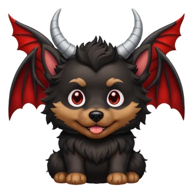 dog with horns and vampire wings sticker