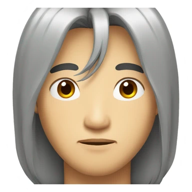 asian guy with long black hair serious face sticker