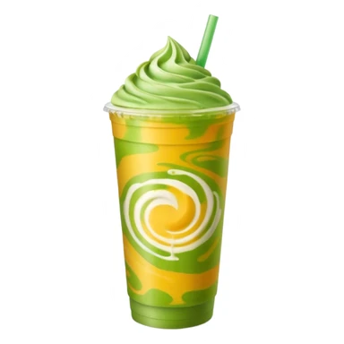 Iced Mango Matcha latte in a 16oz plastic cup sticker