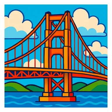 bridge, vibrant cartoon style sticker