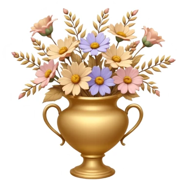 dried flowers in a golden vase sticker
