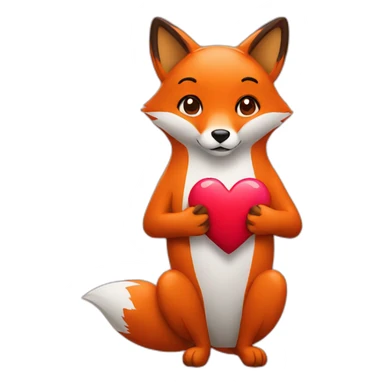 Fox holding heart emoji sticker