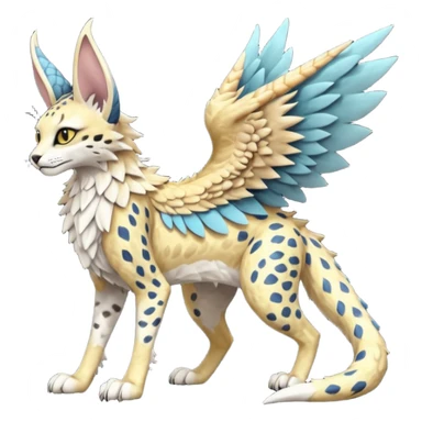 Epic complex detailed realistic aesthetic-scenic-Fakémon-Trico-Sergal-Serval-Vernid-creature sticker
