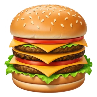 A hamburger with a mouth sticker