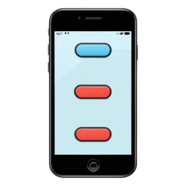 Minimalistic flat vector icon, iOS style, thin black contour on white background. Smartphone with basic UI elements inside: toggle switch, segmented control, and bottom tab bar. Clean, no text, no shadows sticker