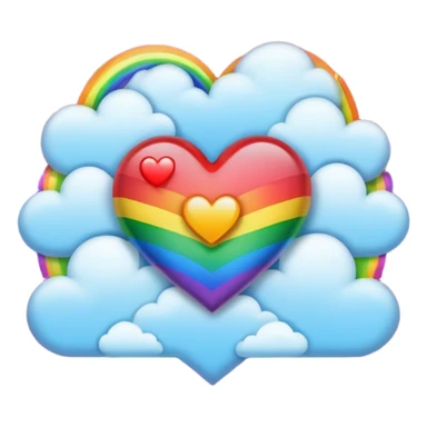 heart glow in the dark rainbow with clouds sticker